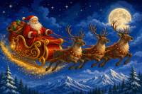 Der Weihnachtsmann im Schlitten