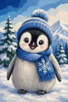 Winterblauer Mütze-Pinguin