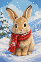 Winterhase mit rotem Schal
